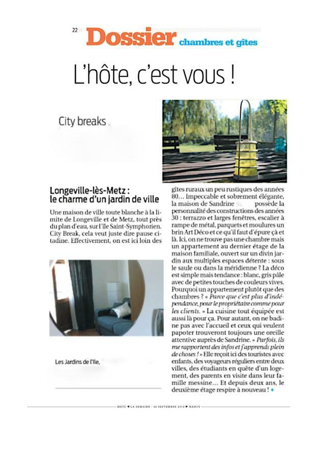 Apartament Les Jardins De L'Ile Longeville-les-Metz Zewnętrze zdjęcie